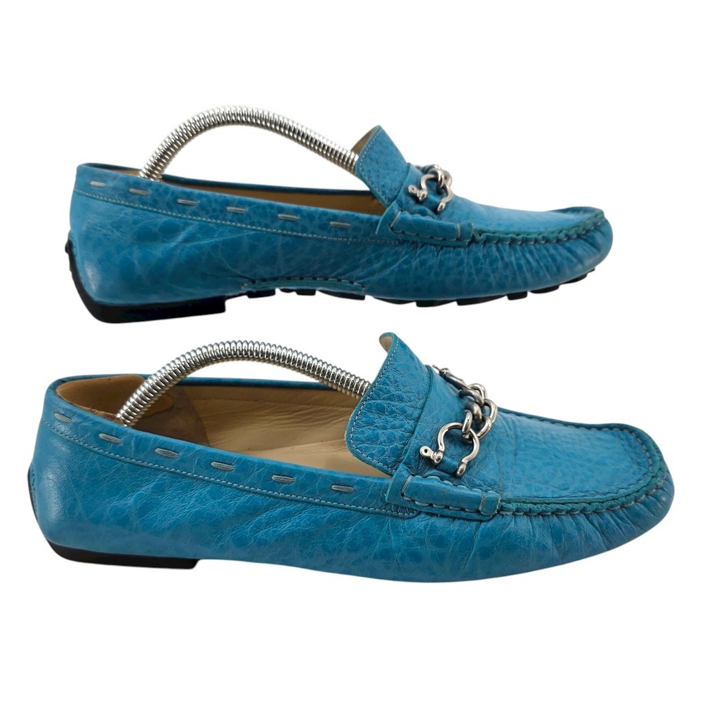Burberry Womens 36‎ Blue Leather Driving Loafers